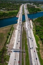 View looking north of southbound and northbound I-75 showing widening of bridge over the Tampa Bypass Canal (Photo March 2026)