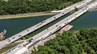 Image of southbound and northbound I-75 showing widening of bridge over the Tampa Bypass Canal (Photo April 2026)