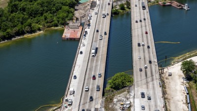 Image of southbound and northbound I-75 showing widening of bridge over the Tampa Bypass Canal (Photo April 2026)