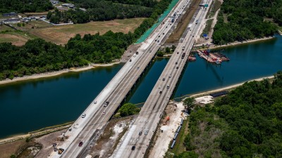 Image of southbound and northbound I-75 showing widening over the Tampa Bypass Canal (Photo May 2026)