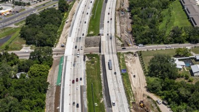 Image of southbound and northbound I-75 showing widening over Harney Road (Photo June 2026)