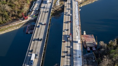 I-75 over the Tampa Bypass Canal showing widening activities (Photo February 2026)