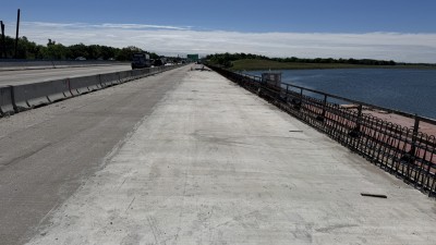 Recently poured concrete deck pour along southbound I-75 over the Tampa Bypass Canal (Photo March 2026)