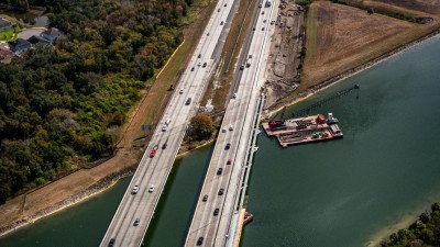View of NB and SB I-75 over the Tampa Bypass Canal showing bridge widening construction activities (November 2025 photo)