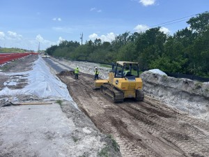 4th St looking south installing Geogrid for embankment (June 2026 photo)