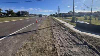 Looking north at 4th Street N, grading on east side of road (January 2026)