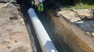 Pipe crossing at 119th Avenue N (August 2026 photo)