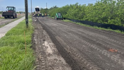 Placing RAP base for shared use path north end of project - looking south (July 2026 photo)