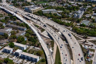 View of I-275 ramps into Downtown Tampa under construction (March 2026 photo)
