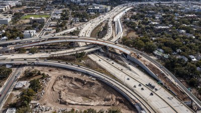 View I-275 and I-4 Downtown Tampa Interchange looking southwest (February 2026 photo)