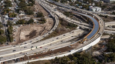 View I-275 and I-4 Downtown Tampa Interchange looking southeast (February 2026 photo)