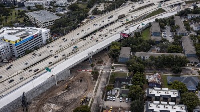View I-275 south of the interchange showing construction over 7th Avenue (January 2026 photo)