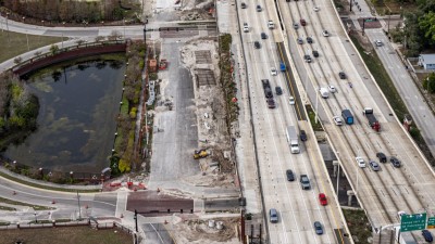 View of I-4 eastbound and westbound showing widening over 14th and 15th Streets (January 2026 photo)