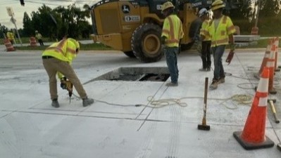 SR 39 at Trapnell Road showing concrete quality control operations (Photo June 2026)