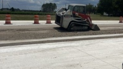 SR 39 at Trapnell Road looking east showing grade work along median (Photo May 2026)