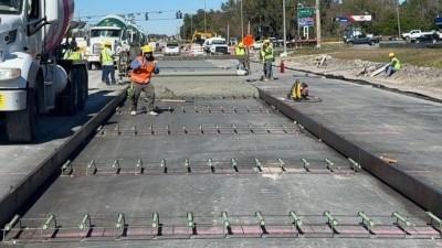 Crew preparing roadway for concrete pour of northbound US 301 travel lanes just south of Trapnell Road in Plant City (January 2026 photo)