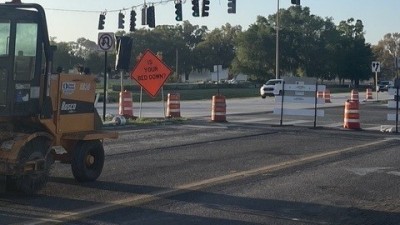 SR 39 at Trapnell Road intersection looking northwest at milling operations (Photo March 2026)