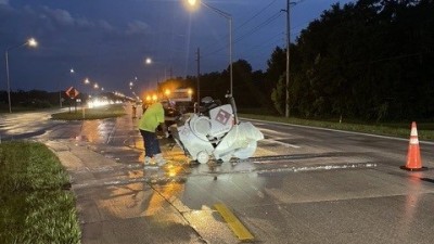SR 39 at Trapnell Road performing concrete work (Photo July 2026)