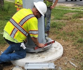 Ensuring the pole is installed correctly (8/17/2022 photo)