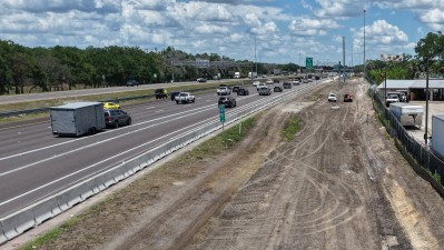 Image showing preliminary construction activities along eastbound I-4 approaching the ramps to I-75 (Photo May 2026)