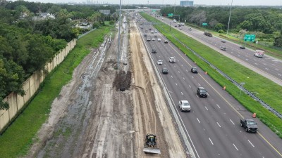 Image showing base work along eastbound I-4 approaching the ramps to I-75 (Photo July 2026)