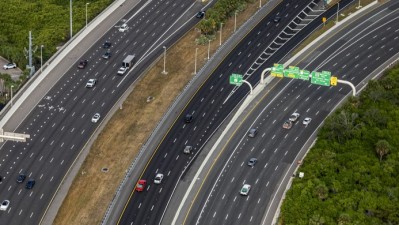Aerial view of WB SR 60 Memorial Hwy showing newly paved travel lanes (December 2025 photo)