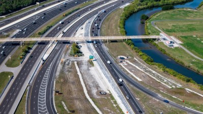 Westbound SR 60 widening from Spruce St/TIA to Memorial Highway (February 2024)
