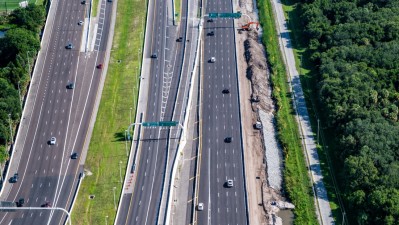 Westbound SR 60 widening from Spruce St/TIA to Memorial Highway (August 2023)
