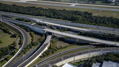 Westbound SR 60 showing southbound travel lanes looking northeast (January 2026 photo)