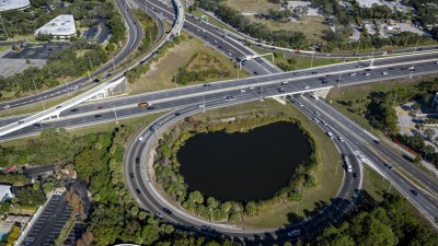 I-275 northbound and southbound lanes over SR 60 (Memorial Hwy) looking northeast (January 2026 photo)