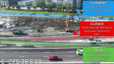 Graphic showing travel lanes after recent traffic shift as part of the TWI project (Image August 11, 2026)