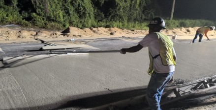 Hand-finishing the just-placed concrete (8-5-2026 photo)