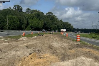Work has begun in the median of US 98 / SR 50 for temporary pavement construction (5-27-2026 photo)