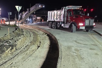 Prep work for concrete pavement at the Mondon Hill Road intersection with US 98 / SR 50 (9-13-2026 photo)