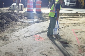 Prep work for concrete pavement at the Mondon Hill Road intersection with US 98 / SR 50 (9-14-2026 photo)
