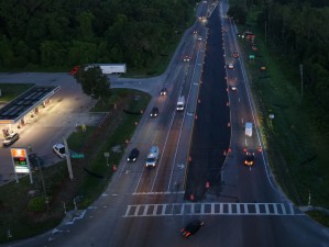 Looking west over US 98/SR 50 at the Mondon Hill Rd. / Spring Lake Highway intersection (6-15-2026 photo)