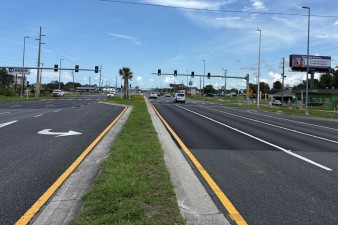 Looking north at the new mid-block crossing between Elizabeth  and Edna avenues (7-7-2025 photo)
