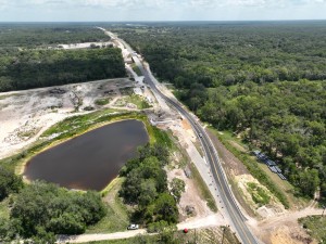 Looking north at a temporary traffic shift on US 301 south of the Withlacoochee River (6-17-2026 photo)