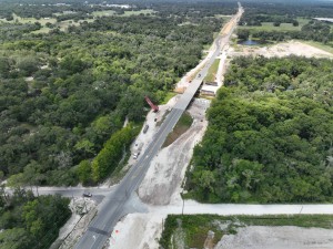 Looking north over US 301 at roadway widening and bridge construction at the Withlacoochee River (6-17-2026 photo)