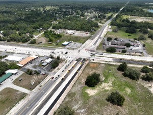 Looking northwest over US 301 at construction at SR 50 (6-17-2026 photo)