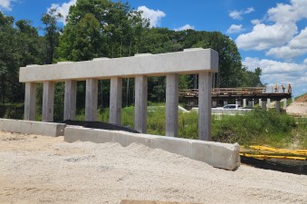 Work on the new US 301 southbound bridge over the Withlacoochee River (7-2-2026 photo)