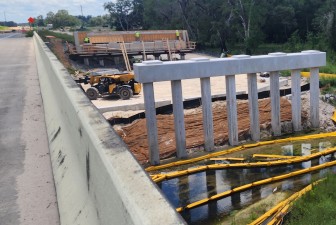 Work on the new US 301 southbound bridge over the Withlacoochee River (7-2-2026 photo)