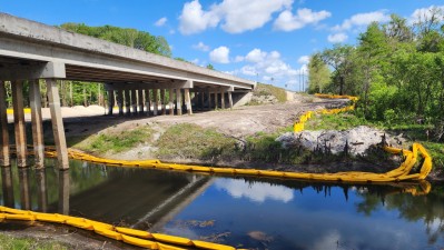 Looking north where a new pedestrian bridge will be built over the Withlacoochee River next to US 301 (4-2-2026 photo)