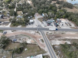 Looking west over SR 575 /Trilby Road at roundabout construction on the east side of US 301 (1-13-2026 photo)