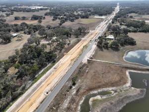 Looking southeast over US 301 at roadway widening work near Globe Road (1-13-2026 photo)