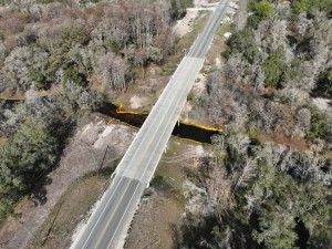 Looking over US 301 at the existing bridge over the Withlacoochee River (1-13-2026 photo)