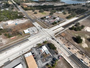 Looking northeast over the US 301 /SR 50 intersection at roadway widening work on the east side of US 301 (1-13-2026 photo)