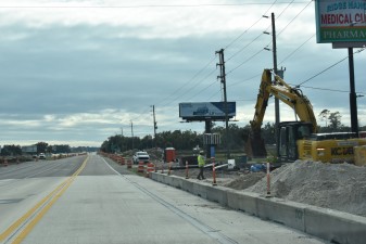 Looking south on US 301 at work on the west side, just south of SR 50 (12-9-2025 photo)