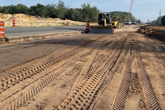 Looking north at roadway base work for US 301 widening just south of the Withlacoochee River (4-2-2026 photo)