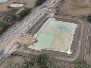 Storm water pond and box culvert construction on the east side of US 301, north of Trilby Road (2-16-2026 photo)